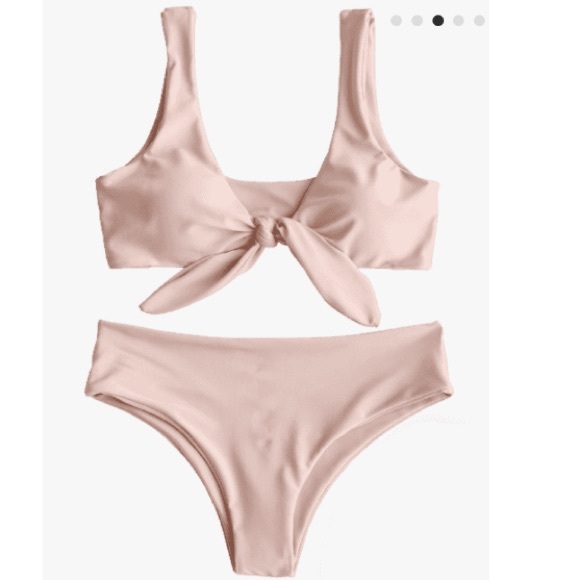 NWT Zanful Lite Pink Halter Tye Fashion Bikini Swim Suit - Picture 5 of 7